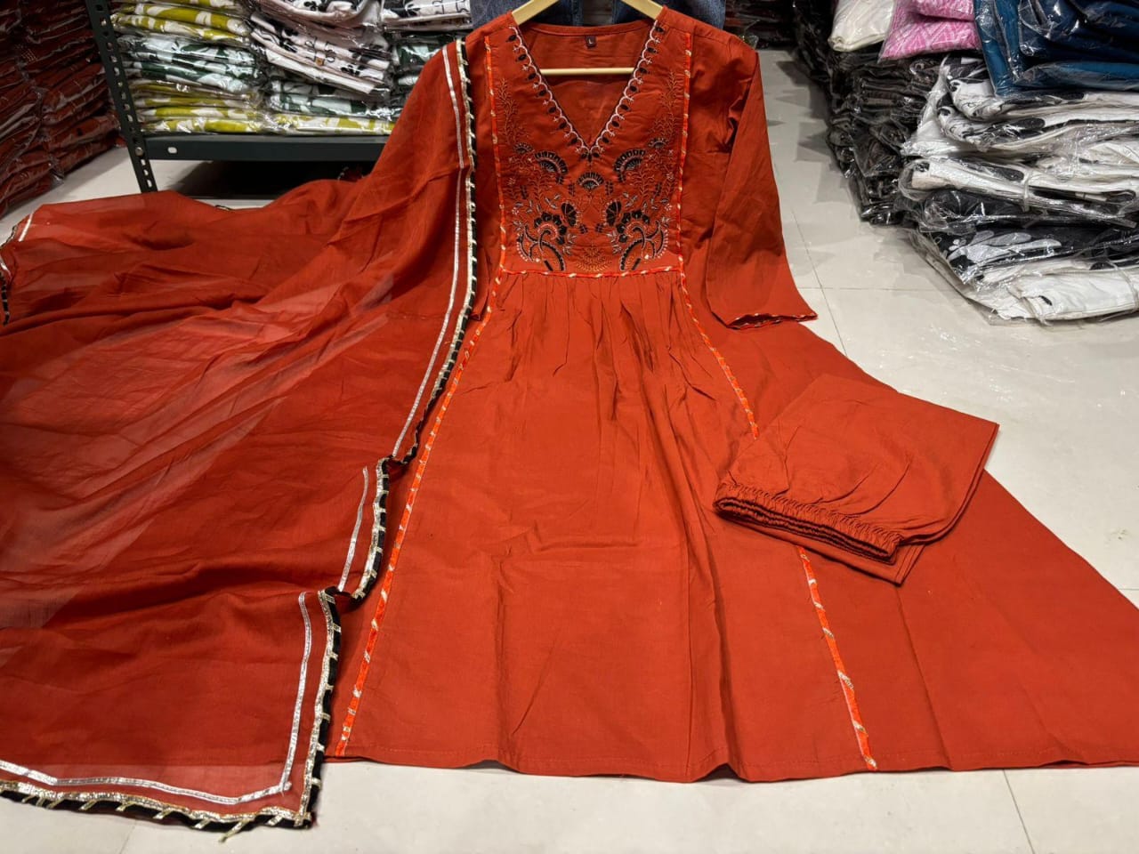 Black Embroidered Anarkali Kurta Set with Dupatta